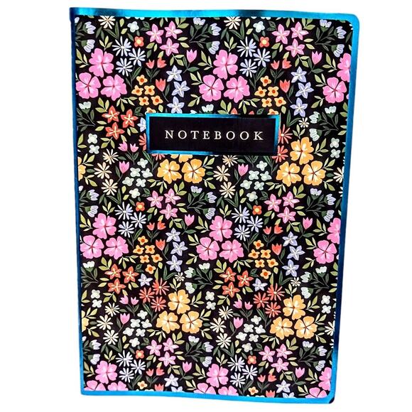 Tropical Notebook Journal FLOWERS Lined Black Soft Cover Cottagecore Stationary - Picture 1 of 9